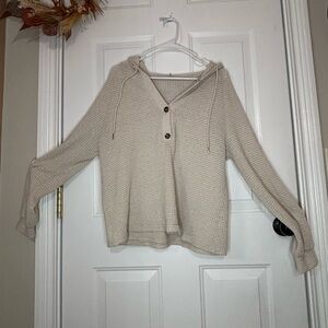 Cozy Cream Knit Sweater with Hood